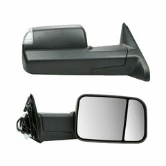 MOSTPLUS Black Mirrors For 2009-2018 Dodge Ram 1500 2010-2018 2500/3500 w/Power Heating & Turn Light & Puddle Lights & Temp Sensor (Set of 2)