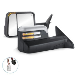 MOSTPLUS Chrome Mirror For 2009-2018 Dodge Ram 1500, 2010-2018 2500/3500 w/Power Heating & Turn Light & Puddle Lights (Set of 2)