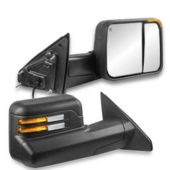 MOSTPLUS Black Mirrors For 2019-2022 Ram 1500 w/Power Heating & Turn Light & Puddle Lights (Set of 2)