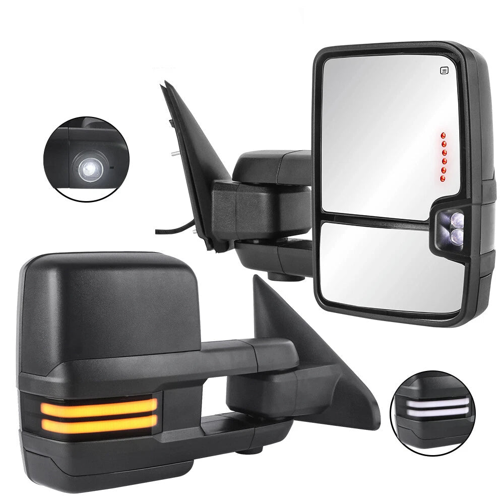 Black Power Heated Tow Mirror For 2009-2018 Dodge Ram 1500 w/Sequential Turn Signal (Set of 2)