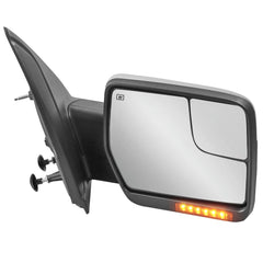 MOSTPLUS Chrome Towing Mirrors For 2004-2014 Ford F150 F-150 Power Heated w/Puddle Light, Sequential Turn Light (Set of 2)