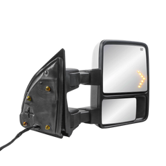 MOSTPLUS Chrome Power Heated Tow Mirror For 1999-2007 Ford F250 F350 F450 F550 Super Duty w/Smoke Turn Light (Set of 2)