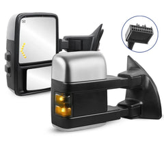 MOSTPLUS Chrome Power Heated Towing Mirror For 2008-2016 Ford F250 F350 F450 F550 Super Duty w/Turn Light (Set of 2)