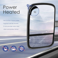 MOSTPLUS Power Heated Towing Mirrors for 1999-2002 Chevy Silverado Tahoe GMC Serria Yukon with Manul Telescoping (Set of 2) (Black)