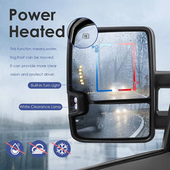 MOSTPLUS Power Heated Towing Mirrors For 2003 2004 2005 2006 Chevy Silverado Suburban Tahoe GMC Serria Yukon w/Turn light, Clearance Lamp (Set of 2)-Chrome