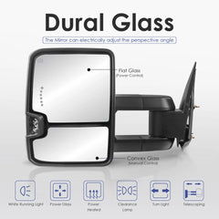 MOSTPLUS Power Heated Towing Mirrors For 1999-2002 Chevy Silverado Suburban Tahoe GMC Serria Yukon w/Turn light, Clearance Lamp (Set of 2)-Black