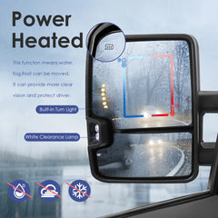 MOSTPLUS White Painted Tow Mirrors w/Turn Signals For 2003-2007 Chevy Silverado GMC Sierra