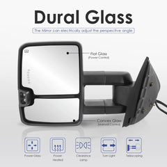 MOSTPLUS White Painted Tow Mirrors Switchback For 2003-2007 Chevy Silverado GMC Sierra