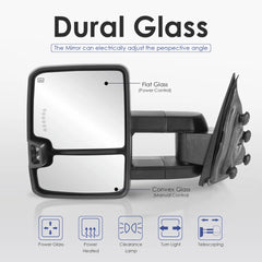 MOSTPLUS Switchback White Painted Tow Mirrors For 1999-2002 Silverado Sierra 2000-2002 Yukon