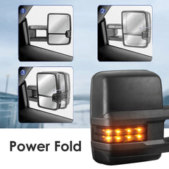 MOSTPLUS Power Heated Towing Mirrors For 2008-2013 Chevy Silverado Suburban Tahoe GMC Serria Yukon w/Turn light, Clearance Lamp (Set of 2)-Black
