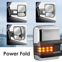 MOSTPLUS Power Heated Towing Mirrors For 2008-2013 Chevy Silverado Suburban Tahoe GMC Serria Yukon w/Turn light, Clearance Lamp (Set of 2)-Chrome