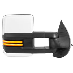 MOSTPLUS White Painted Power Heated Tow Mirrors for 2008-2013 Silverado 1500 2500HD 3500 - Dynamic Turn Signal Lights
