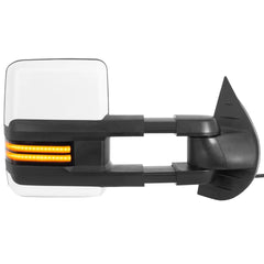 MOSTPLUS White Painted Power Heated Tow Mirrors for 2008-2013 Silverado 1500 2500HD 3500 - Dynamic Turn Signal Lights