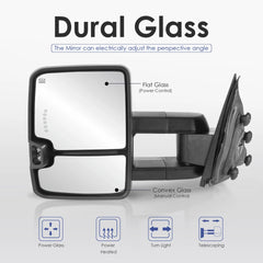 MOSTPLUS Painted White Power Heated Tow Mirrors For 2014-2018 Silverado 1500 2500HD 3500HD