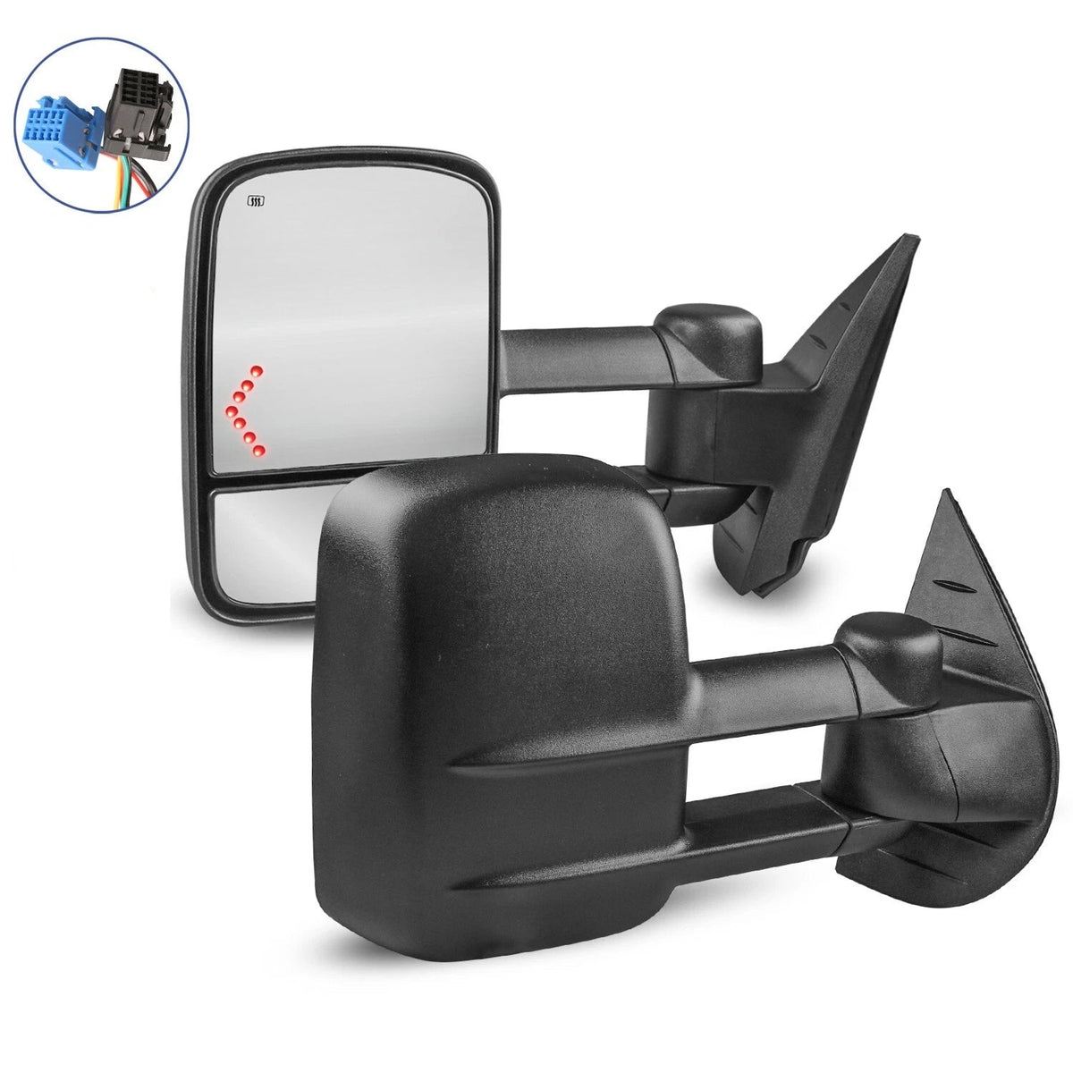 MOSTPLUS Power Heated Towing Mirrors for 2008-2013 Chevy Silverado Suburban Tahoe GMC Serria Yukon with Arrow Signal Light (Set of 2)
