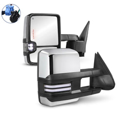 MOSTPLUS Chrome Power Heated Tow Mirror For 2003-2007 Silverado Sierra 1500 2500 3500