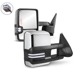 MOSTPLUS Power Heated Towing Mirrors For 1999-2002 Chevy Silverado Suburban Tahoe GMC Serria Yukon w/Sequential Turn light(Set of 2)-Chrome