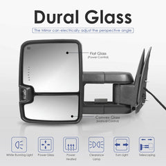 MOSTPLUS Power Heated Towing Mirrors For 1999-2002 Chevy Silverado Suburban Tahoe GMC Serria Yukon w/Sequential Turn light(Set of 2)-Chrome