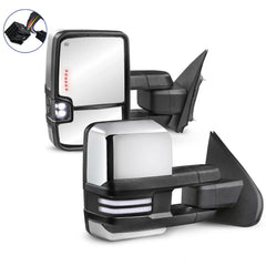 MOSTPLUS Power Heated Towing Mirrors For 2014-2018 Chevy Silverado GMC Serria w/White Running Light (Set of 2)-Chrome Not for Diesel Truck