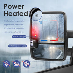 MOSTPLUS Power Heated Towing Mirrors For 2014-2018 Chevy Silverado GMC Serria w/White Running Light (Set of 2)-Chrome Not for Diesel Truck