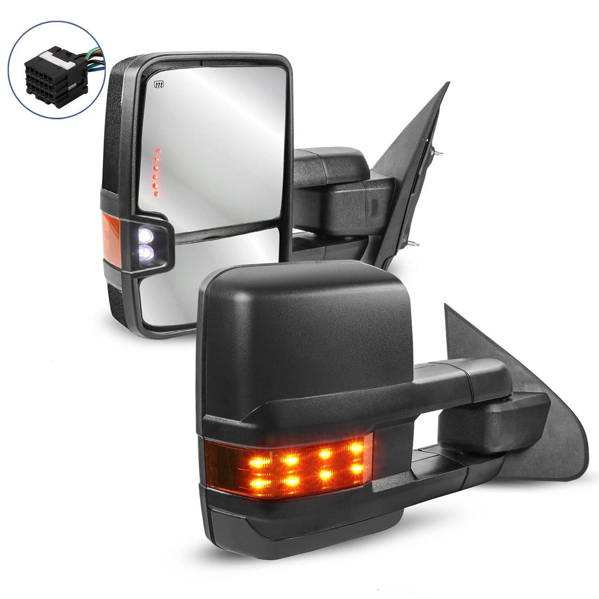 MOSTPLUS Power Fold Heated Tow Mirrors w/ Turn Signal For 2014-2018 Silverado Sierra 1500