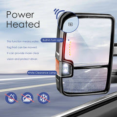 MOSTPLUS Power Fold Heated Tow Mirrors w/ Turn Signal For 2014-2018 Silverado Sierra 1500