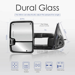 MOSTPLUS Power Fold Heated Tow Mirrors w/ Turn Signal For 2014-2018 Silverado Sierra 1500