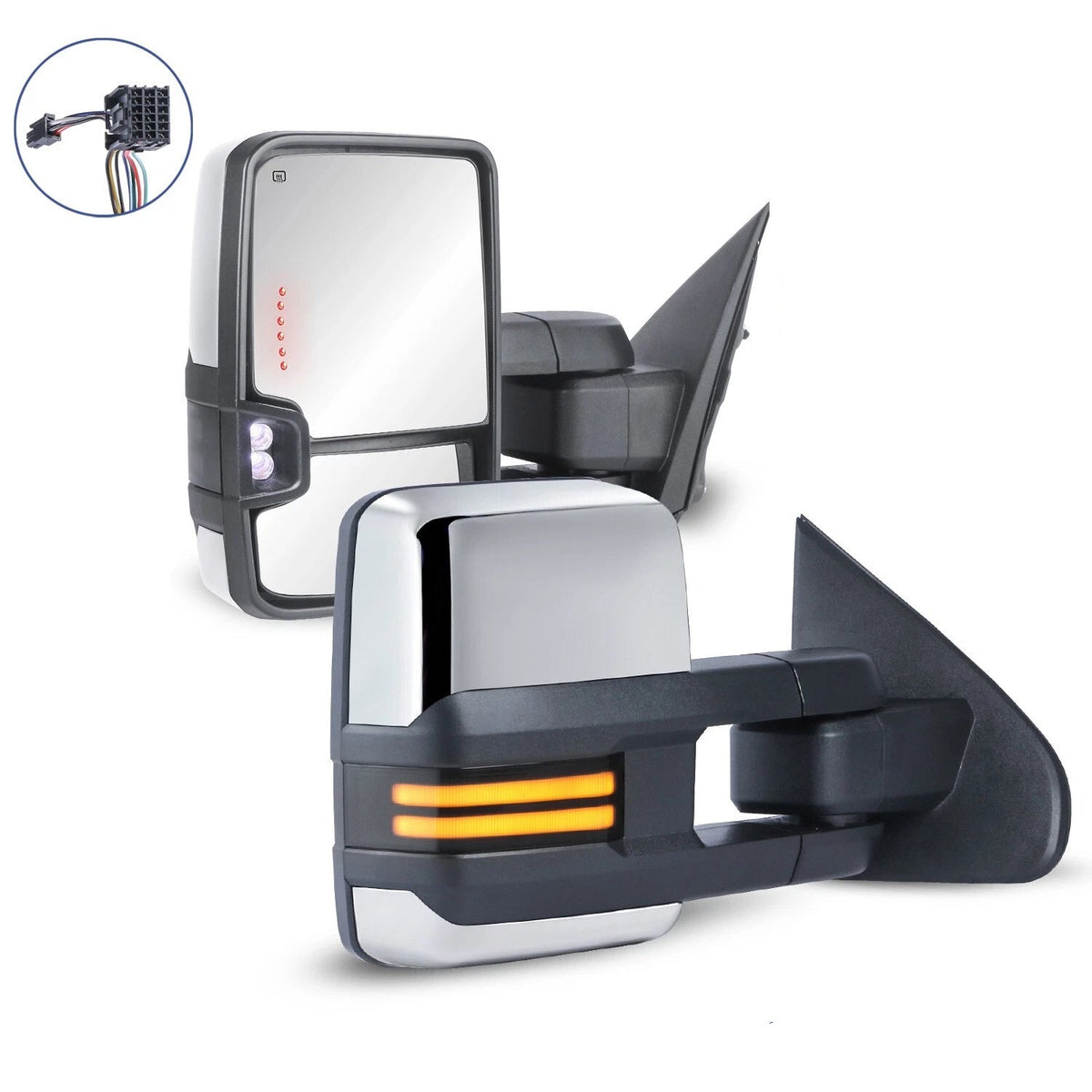 MOSTPLUS Chrome Power Folding Tow Mirrors For 2014-2018 Silverado Sierra 1500
