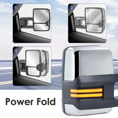 MOSTPLUS Chrome Power Folding Tow Mirrors For 2014-2018 Silverado Sierra 1500