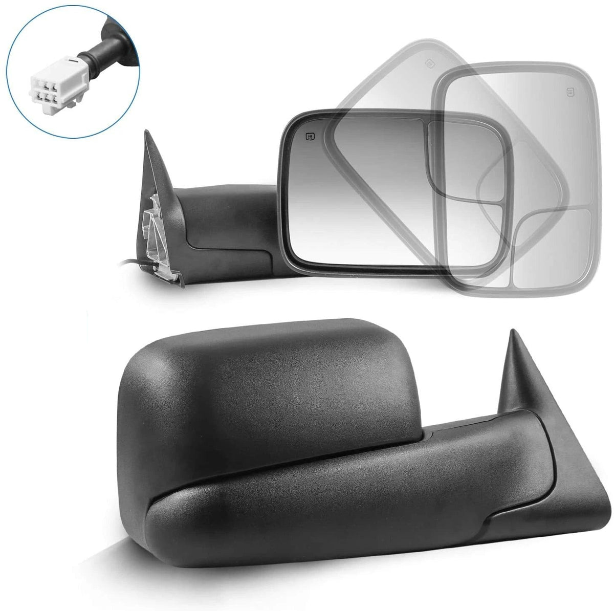 MOSTPLUS Left Driver Side Mirror For 1998-2002 Dodge Ram 1500/2500/3500 w/Power Heating Black