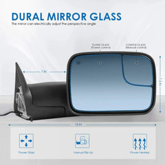 MOSTPLUS Left Driver Side Mirror For 1998-2002 Dodge Ram 1500/2500/3500 w/Power Heating Black
