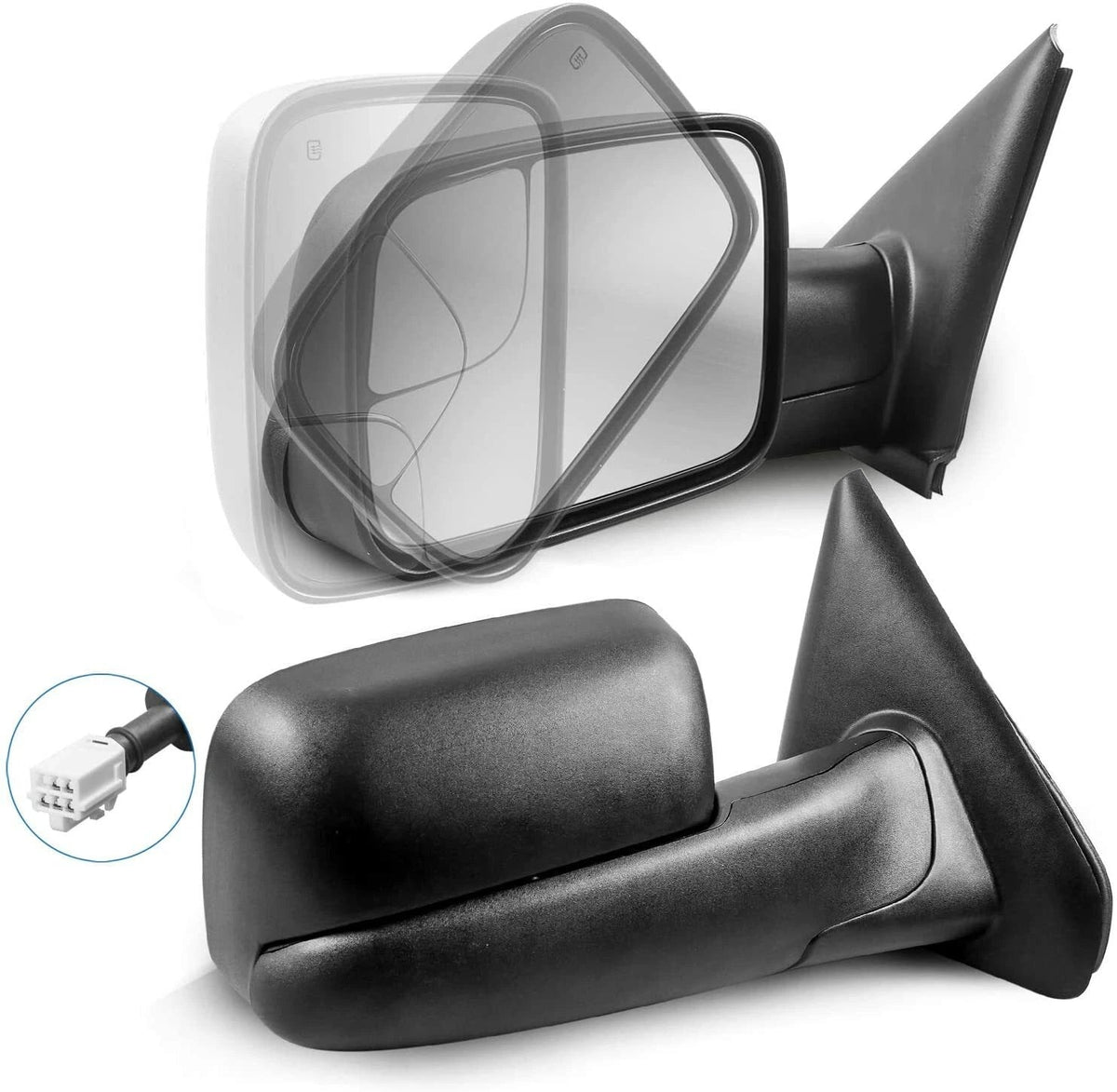MOSTPLUS Power Heated Tow Mirrors For 2002-2008 Ram 1500 2003-2009 Ram 2500/3500