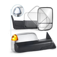 MOSTPLUS Tow Mirrors For 1998-2002 Dodge Ram 1500/2500/3500 w/Power Heating Chrome